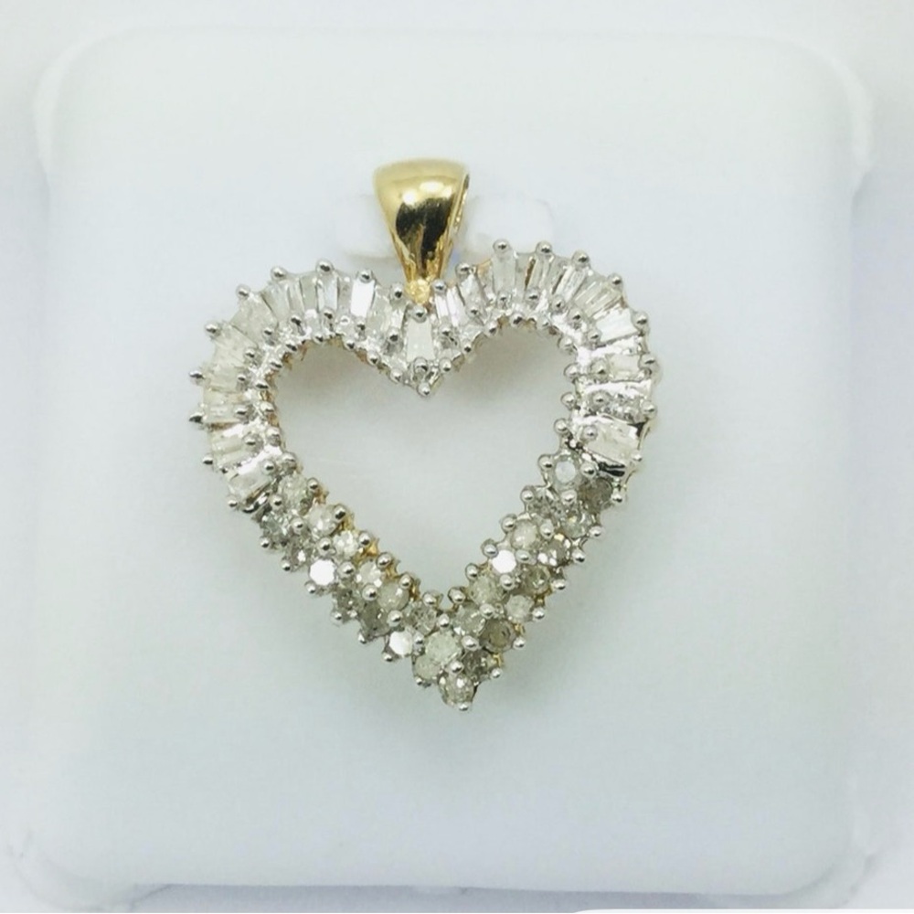 Gold Heart Necklace with Sparkling Diamonds